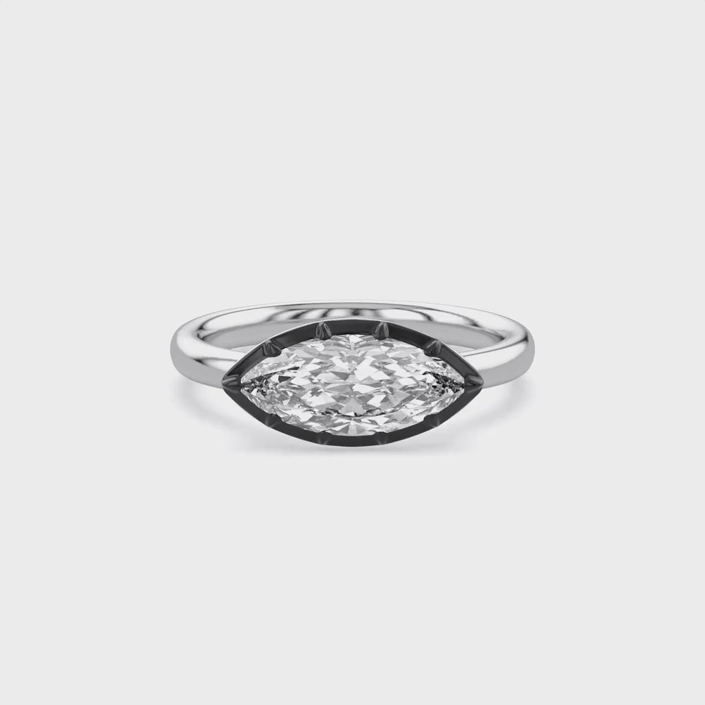 1.00 Carat Marquise Cut Lab Grown Diamond Georgian Engagement Ring
