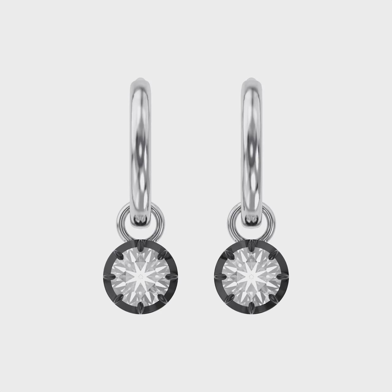 1.00 Carat Round Cut Lab Grown Diamond Drop Solitaire Earrings