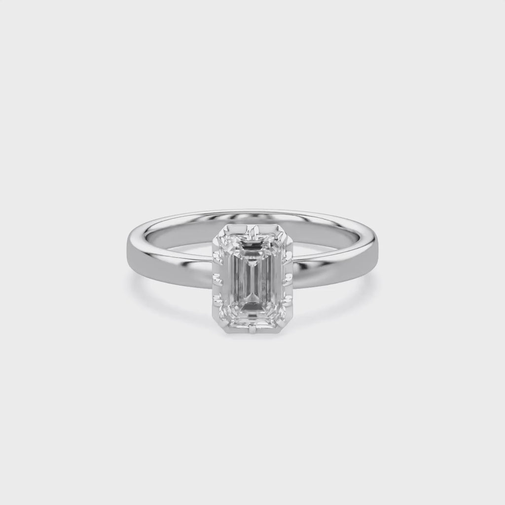 1.00 Carat Emerald Cut Lab Grown Diamond Solitaire Ring