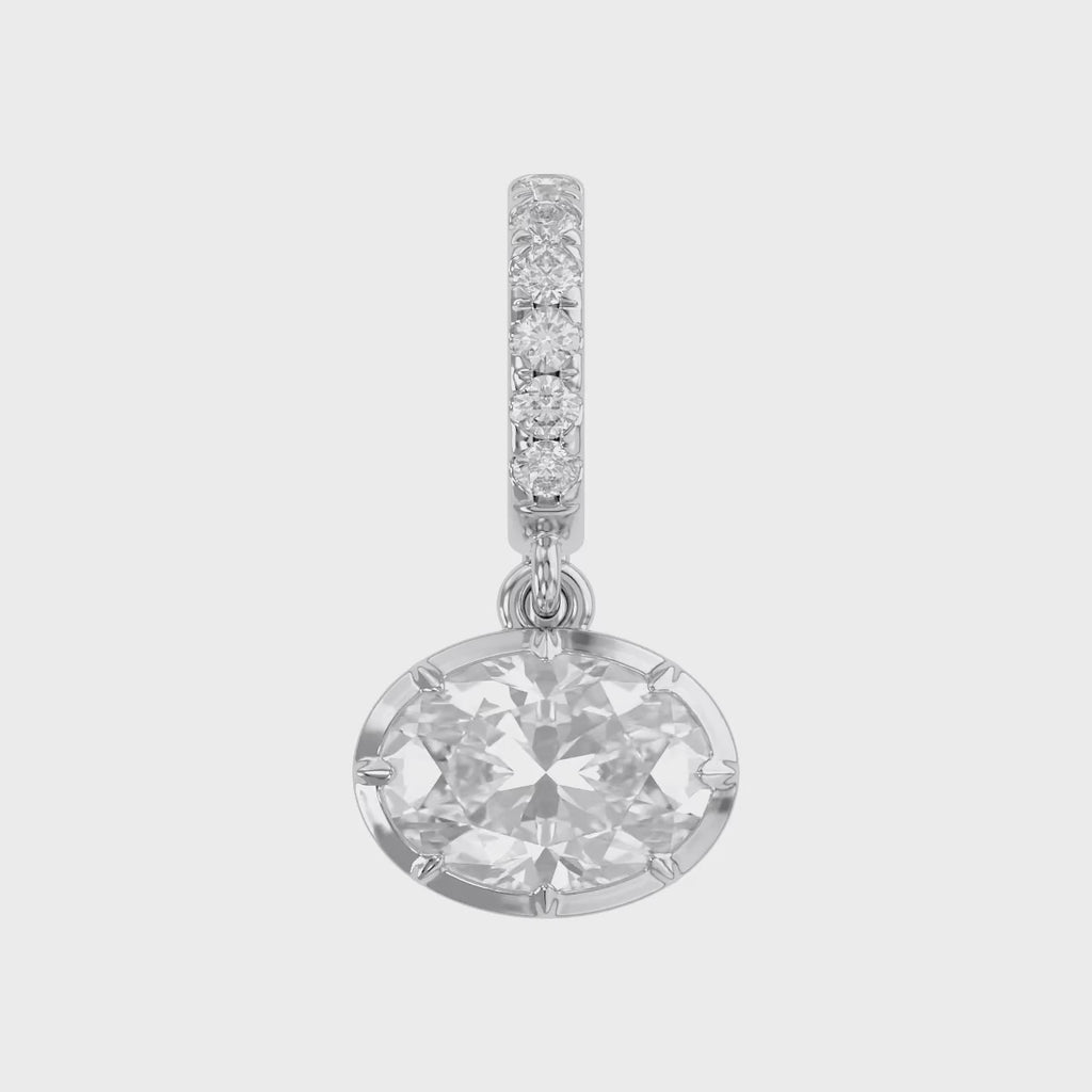 1.07 CTW Oval and Round Cut Lab-Grown Diamond Charm Pendant