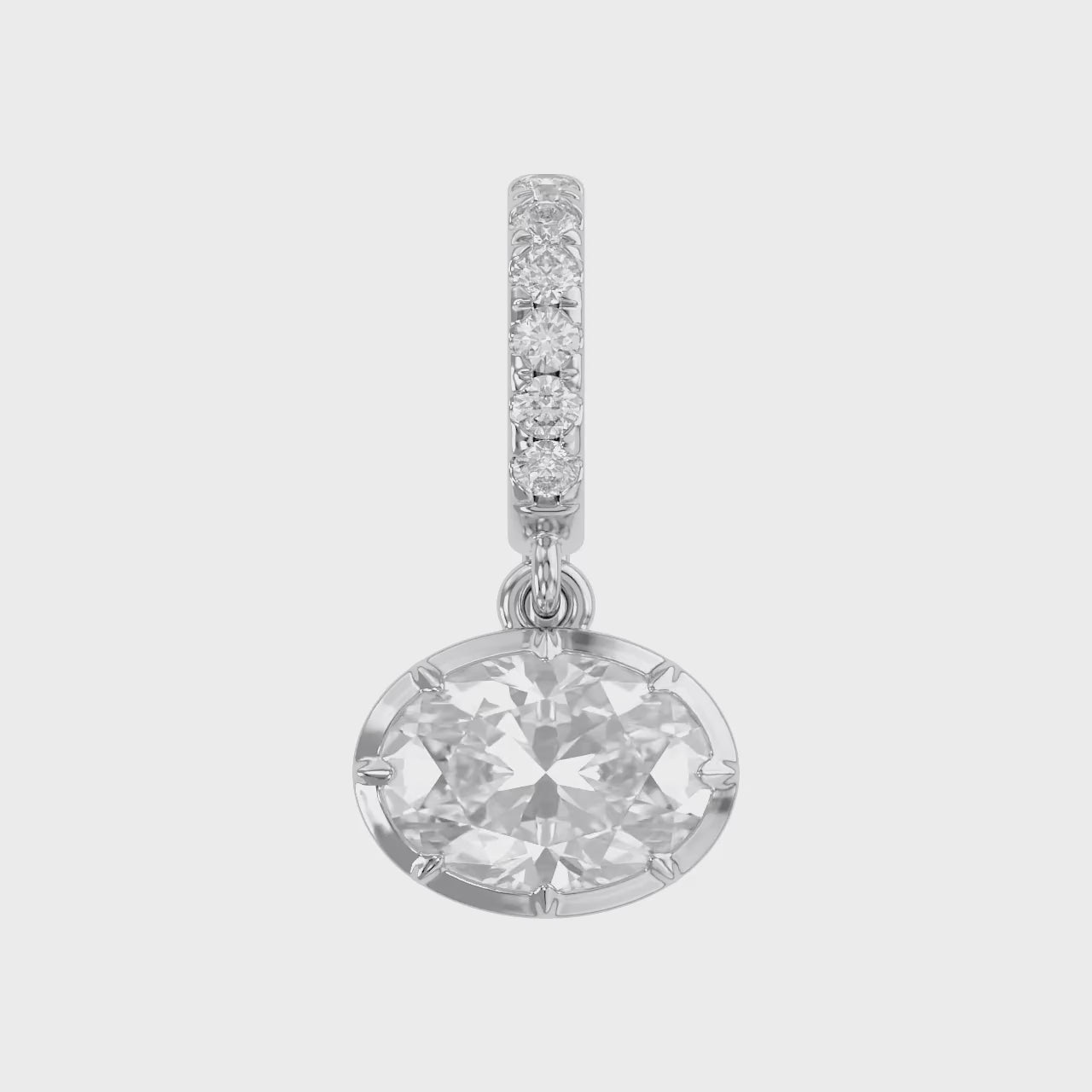 1.07 CTW Oval and Round Cut Lab-Grown Diamond Charm Pendant