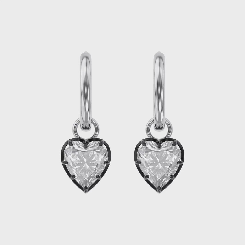3.30 Carat Heart Shape Lab Grown Diamond Drop Solitaire Earrings