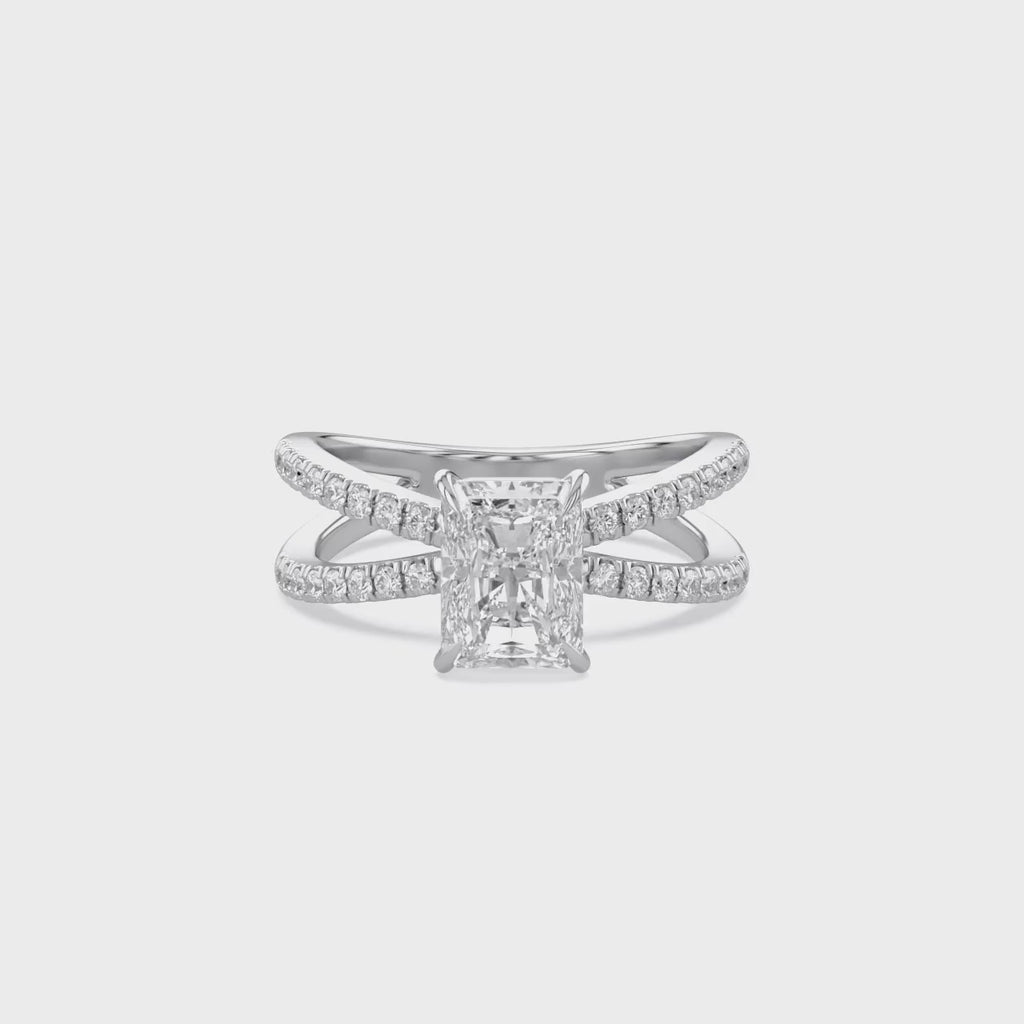 2.80 Carat Kelly Radiant Cut Split Shank Lab Grown Diamond Engagement Ring