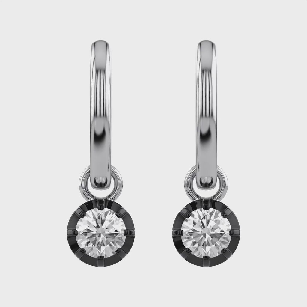 0.50 Carat Round Cut Lab Grown Diamond Drop Dangle Earrings