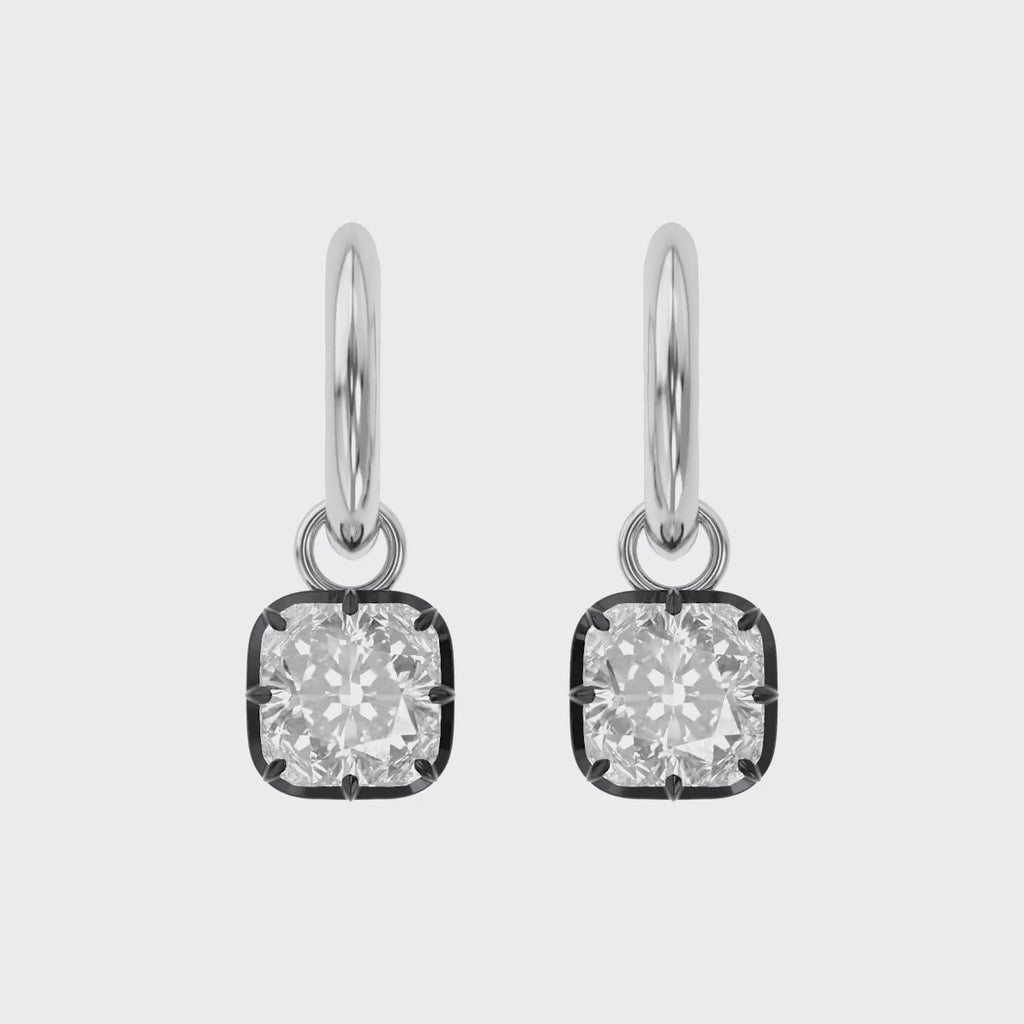 4.40 Carat Cushion Cut Lab Grown Diamond Drop Solitaire Earrings