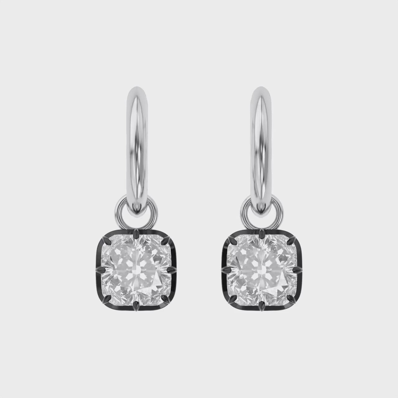 4.40 Carat Cushion Cut Lab Grown Diamond Drop Solitaire Earrings