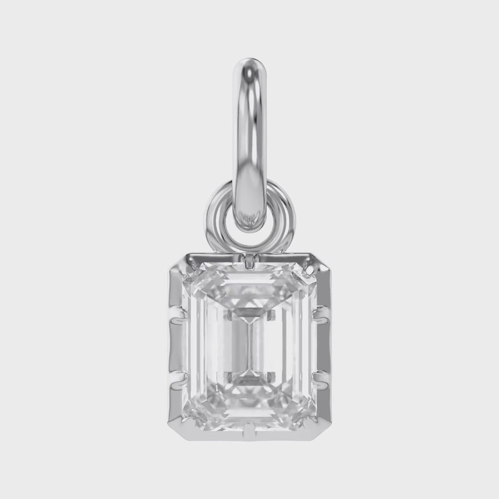 0.80 Carat Emerald Cut Lab Grown Diamond Solitaire Pendant Necklace