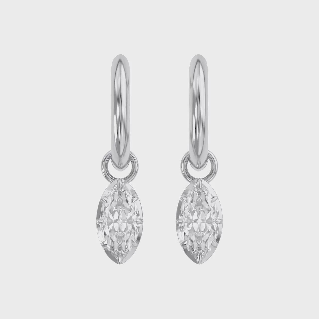 1.00 Carat Marquise Cut Lab Grown Diamond Drop Solitaire Earrings
