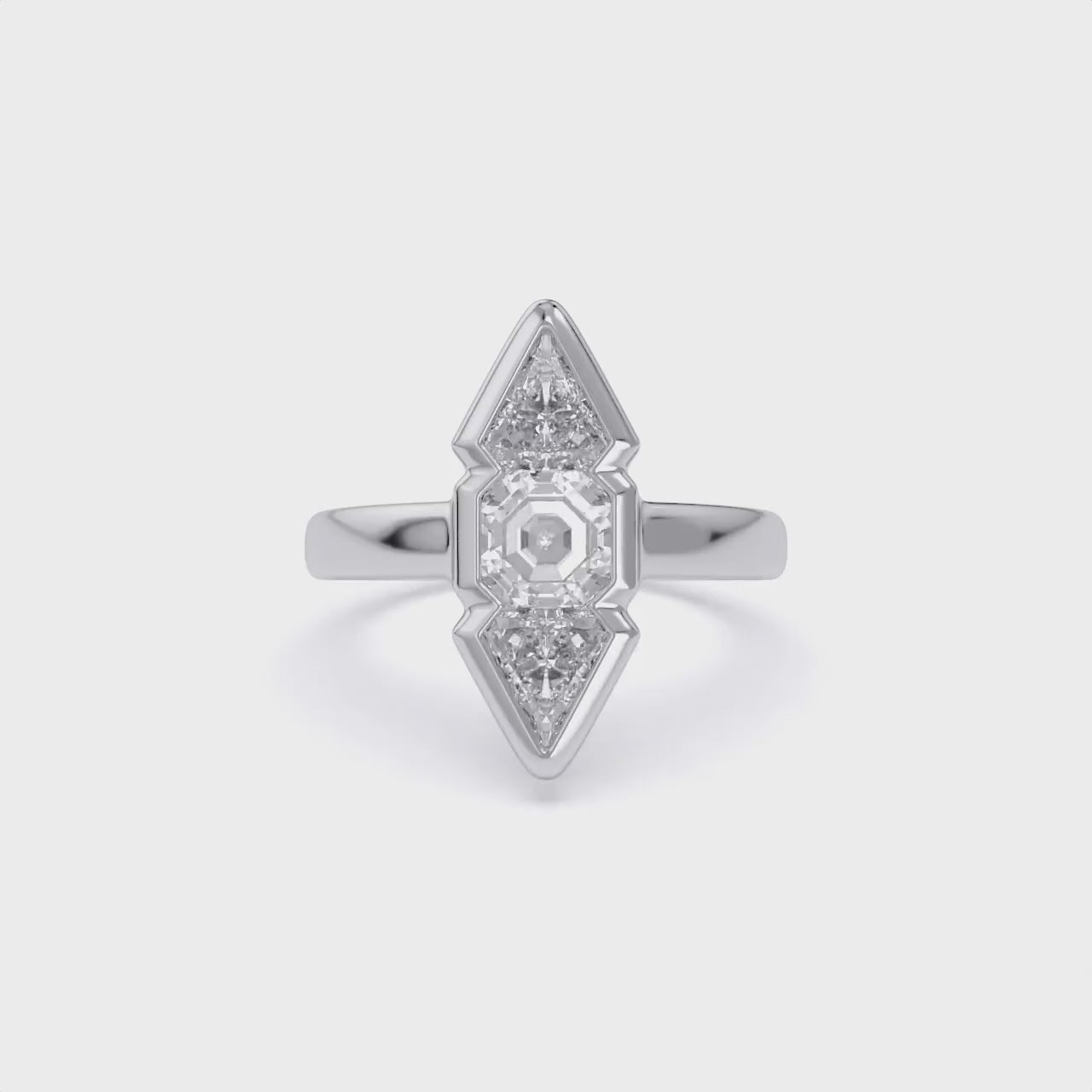 Asscher and Kite Shape 2.10 Carat Lab Grown Diamond Engagement Ring