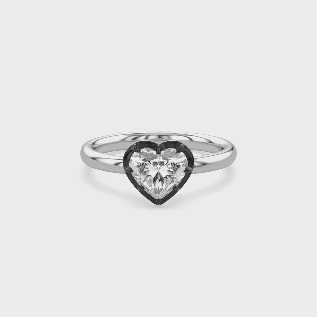1.00 Carat Heart Shape Lab Grown Diamond Georgian Engagement Ring