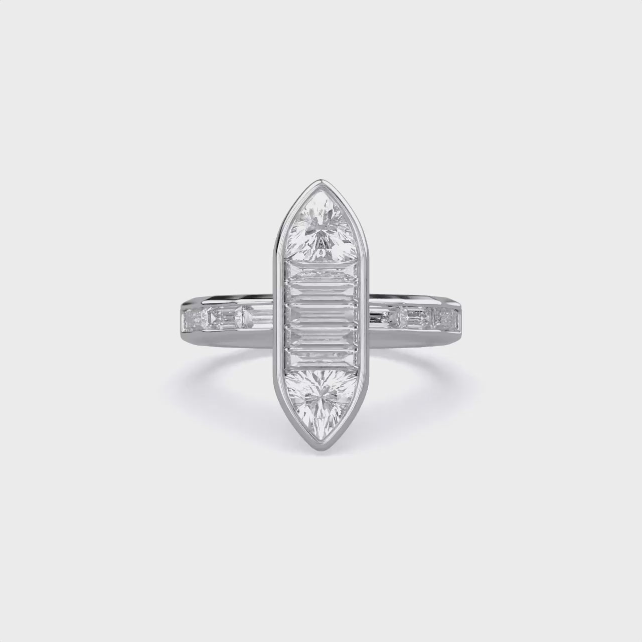 Trillion and Baguette Shape 3.60 Carat Lab Grown Diamond Engagement Ring