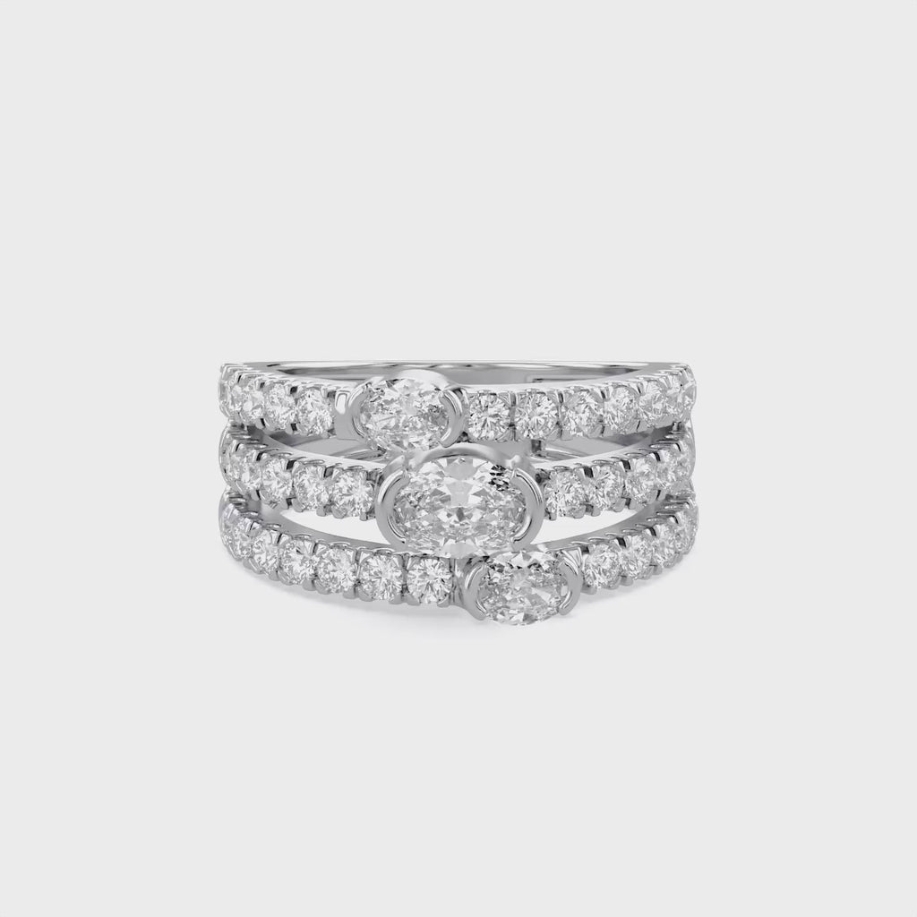 1.90 Carat Lab Grown Diamond Three Row Engagement Ring