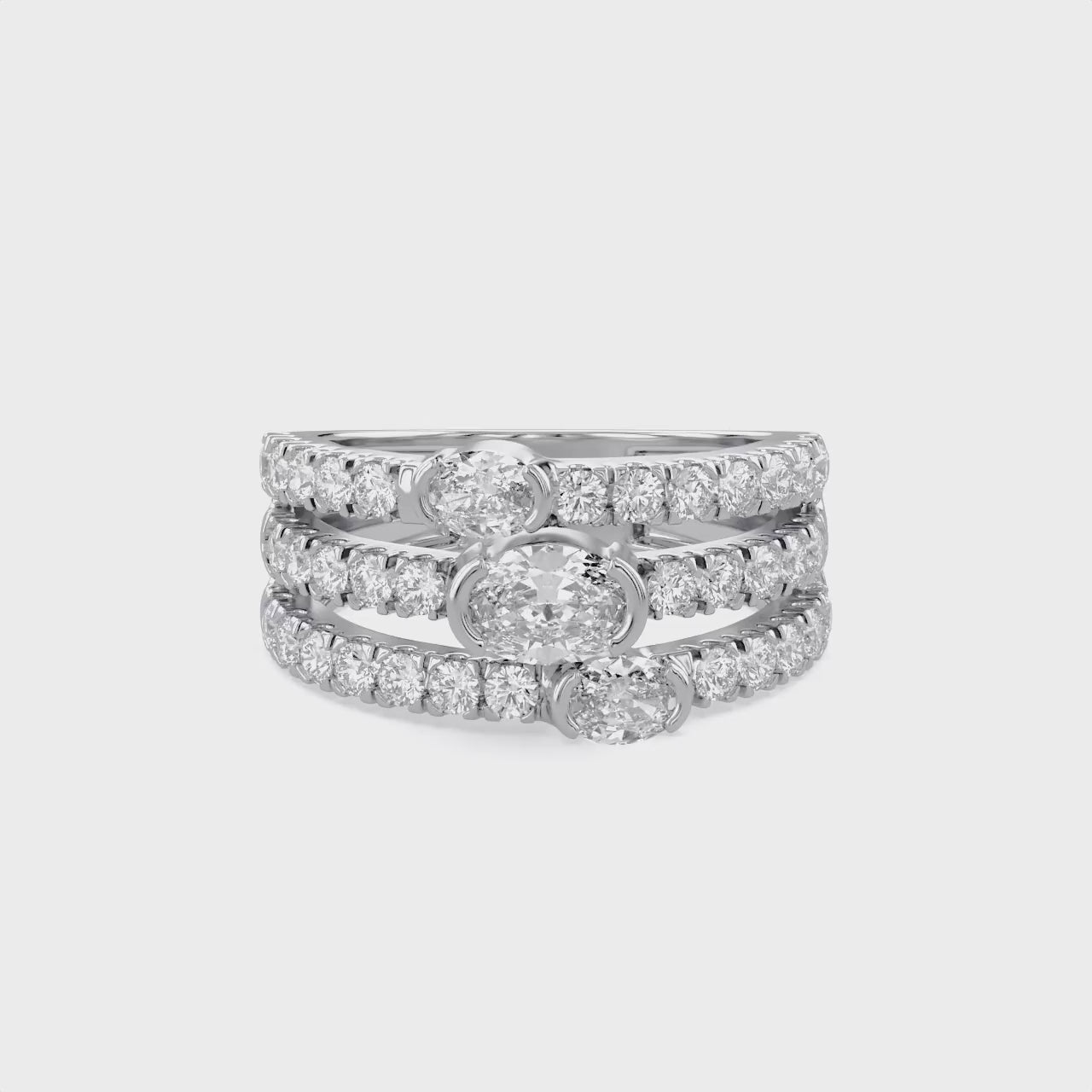 1.90 Carat Lab Grown Diamond Three Row Engagement Ring