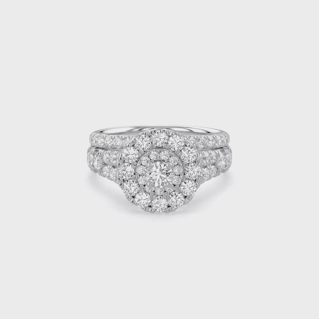 1.80 Carat Lab Grown Diamond Double Halo Bridal Ring